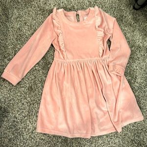 Girls gap velvet/velour pink and navy ruffle dress